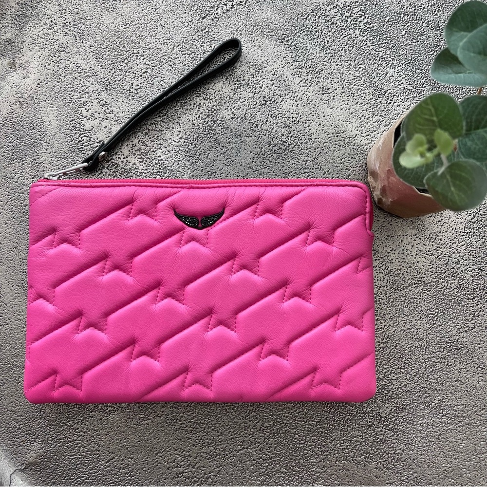 👛 ZADIG & VOLTAIRE Uma Leather Wristlet Clutch - Pink